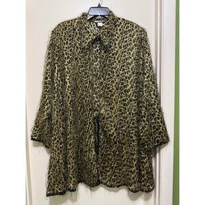 LEOPARD PRINT EYELASH  LONG JACKET/SWEATER xl